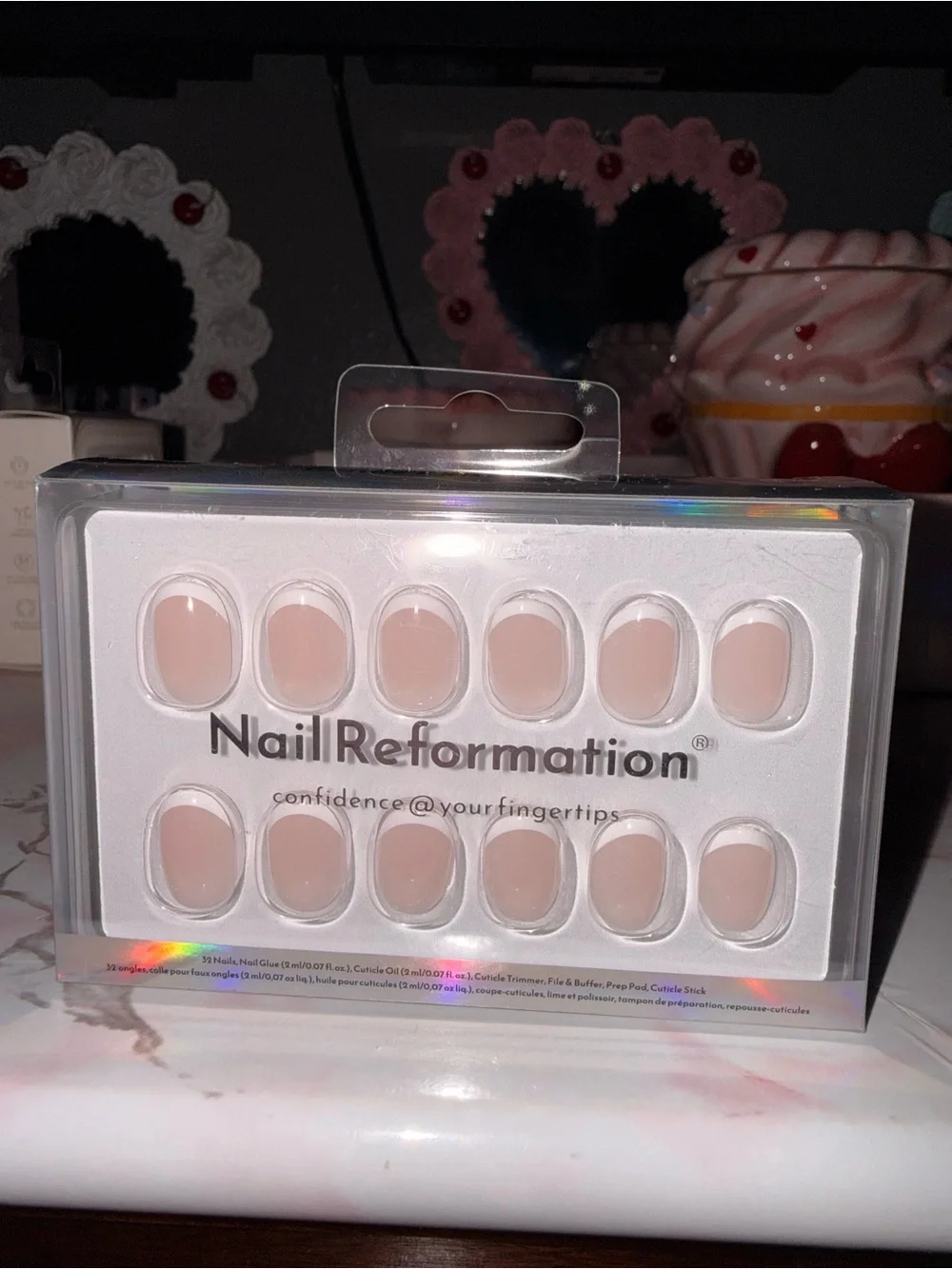 Nail Reformation Nude Press-On Nails – Natural French Tip in Extra Short Round